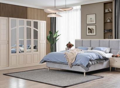 Bedroom set luxury complete bed 2x nightstand wardrobe modern 4-piece set