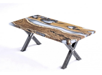 Kitchen table dining table epoxy resin dining room table table 160 cm wood brown