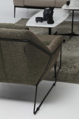 Modern green sofa set two-seater armchair fabric furniture grey luxury set
