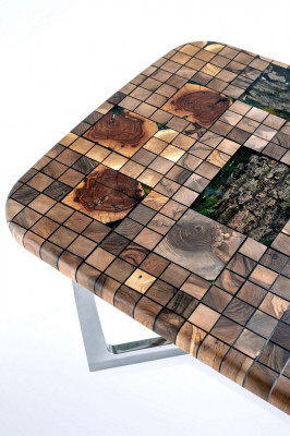 Kitchen Table Dining Table Epoxy Resin Dining Room Table 140 cm Wood Brown