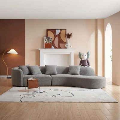 Gray five-seater luxury sofa large living room set modern furniture new