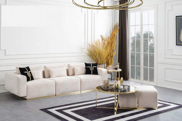 Large white five-seater luxury sofa living landscape living room modern