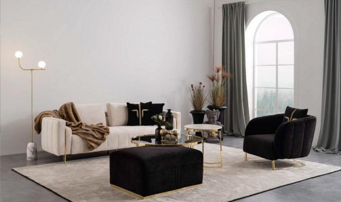 Large white five-seater luxury sofa living landscape living room modern