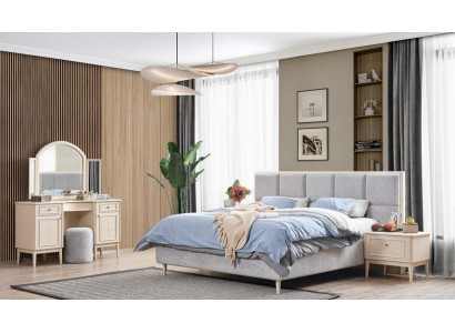 Complete bedroom furniture set bed 2x nightstand vanity table 4-piece new