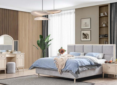 Complete bedroom furniture set bed 2x nightstand vanity table 4-piece new