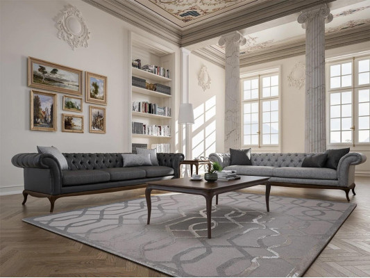 Modern living room set 4-piece gray sofa couch designer wood coffee table new