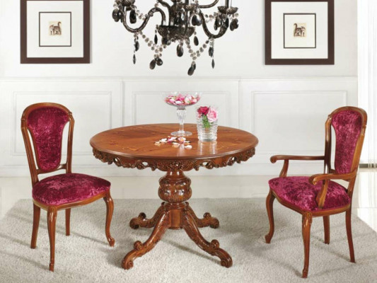 Designer solid wood dining table with extension leaf