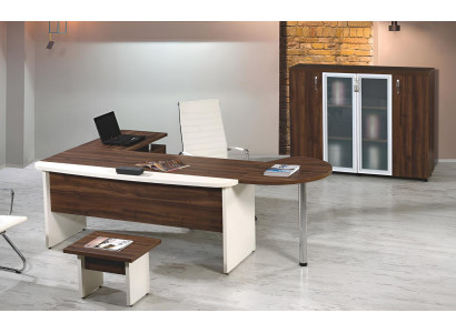Group Office Corner Desk Home Office Furniture Cabinet 3-piece Wood Brown