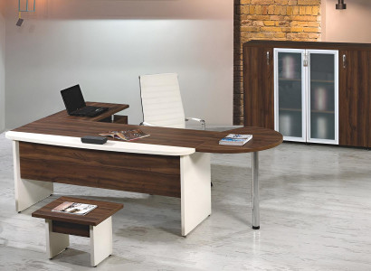 Classic Office Furniture Set 3-piece Corner Desk Complete Office Wood Brown