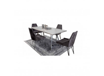 Complete set dining table, 4x chairs, dining room set, dining group, metal table, new
