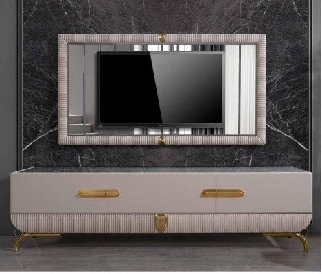 Wall unit wall wood modern style shelf living room furniture cabinet RTV with TV frame