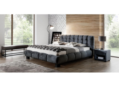 Bedroom set blue bed wood 2x nightstands elegant style modern new 3-piece set.