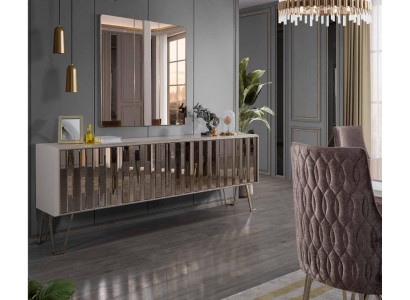 Luxury sideboard with mirror stylish beige dresser modern furniture design set new
