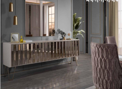 Luxury sideboard with mirror stylish beige dresser modern furniture design set new