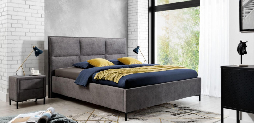 Bedroom set gray bed elegant 2x nightstands complete set beautiful 3-piece.