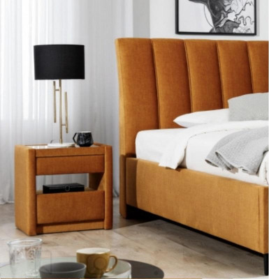 Luxury sideboard with mirror, stylish beige dresser, modern furniture design set, new