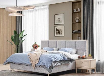 Design bedroom set bed + 2x nightstands luxury double marriage bed