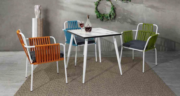 Modern dining room furniture terrace 4x chairs stainless steel furniture