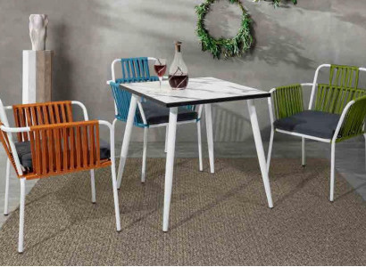 Modern dining room furniture terrace 4x chairs stainless steel furniture