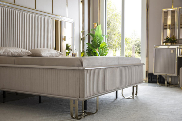 Bed White Beautiful Design Modern Double Beds Bedroom Elegant Furniture New