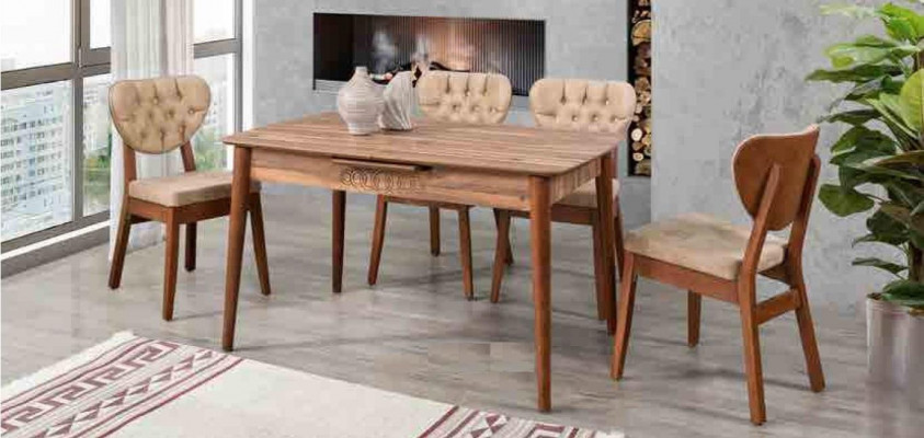 Beige Dining Room Set Luxury Set 4x Chairs Chesterfield New