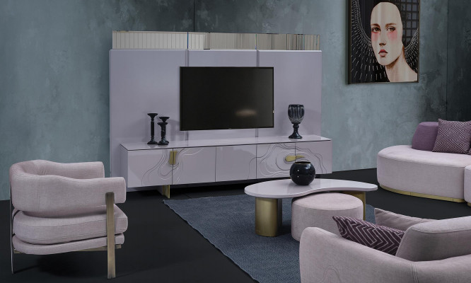RTV sideboard lowboard TV stand pink wood modern living room cabinet