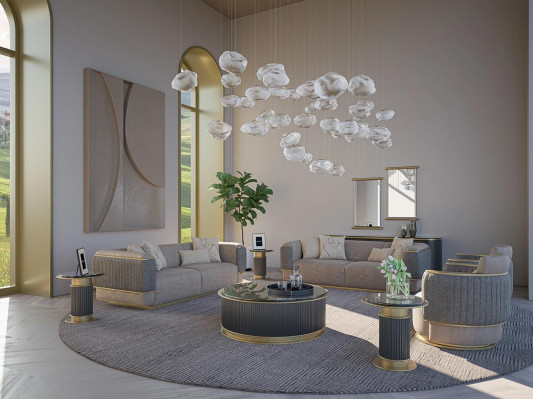 4-piece sofa set upholstered living room three-seater sofa design modern armchair