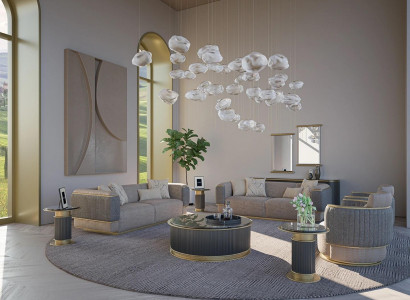 4-piece sofa set upholstered living room three-seater sofa design modern armchair