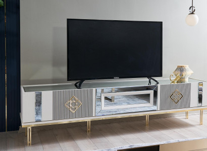 Sideboard RTV Lowboard TV Stand Wood White Living Room Table Cabinet