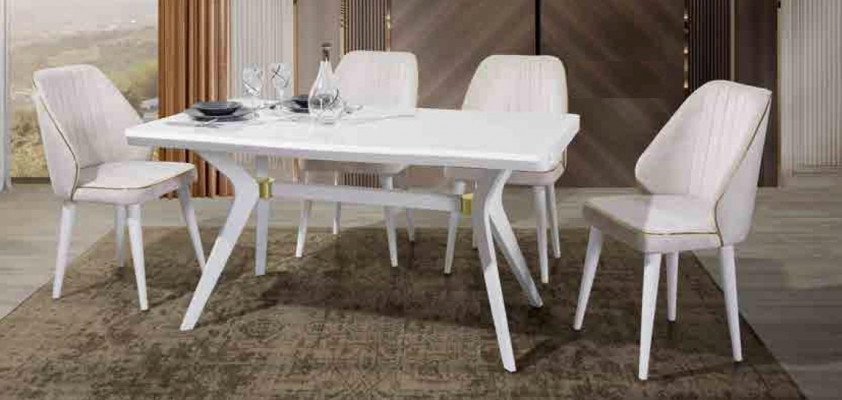 Esgruppen Set Luxury White 4x Chairs Stainless Steel Furniture Wooden Furniture