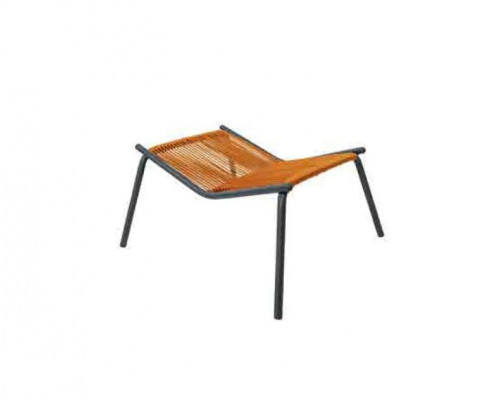 Modern set for your garden consists of an armchair, ottoman, and side table.