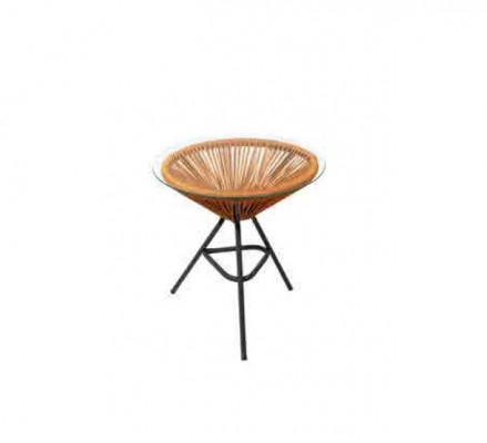 Modern set for your garden consists of an armchair, ottoman, and side table.