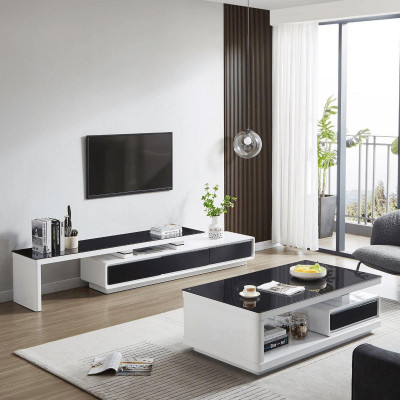 Black White TV Stand Luxury Sideboard Glass Sideboard Living Room Furniture