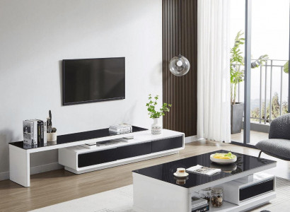 Black White TV Stand Luxury Sideboard Glass Sideboard Living Room Furniture