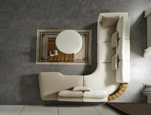 Coffee table, table, side table, living room, modern, white, round, fabric, wood