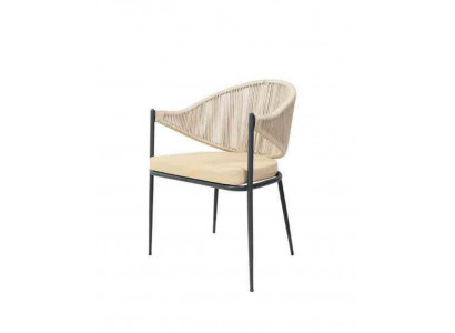 Beige Chair Single-Seater Upholstered Furniture Dining Room Chairs Stainless Steel Elements