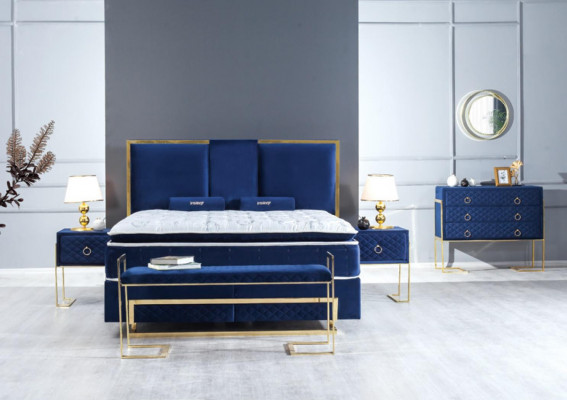 Bed Blue Metal Furniture Design Elegant Bedroom Furniture Luxury Modern New