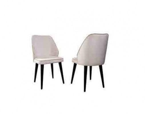 White upholstered chair luxury dining room single seater wooden legs designer furniture