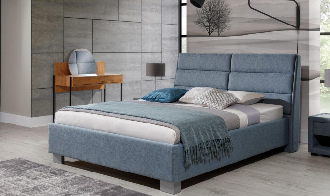 Bedroom set blue bed beautiful 2x nightstands complete set luxury new 3-piece.