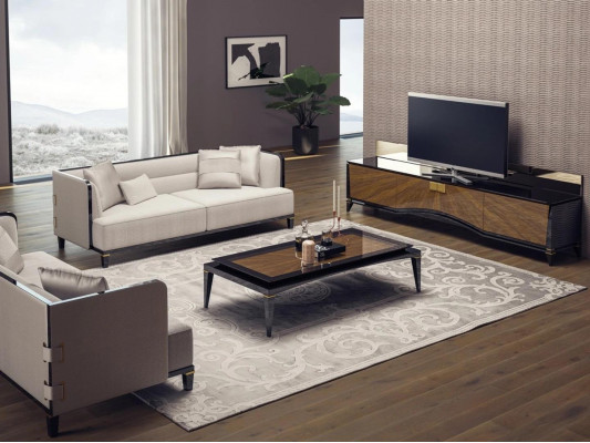 Upholstered Furniture Sofa Couch Designer 2x Three-Seater Sofas Modern White Interior