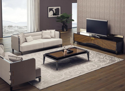 Upholstered Furniture Sofa Couch Designer 2x Three-Seater Sofas Modern White Interior