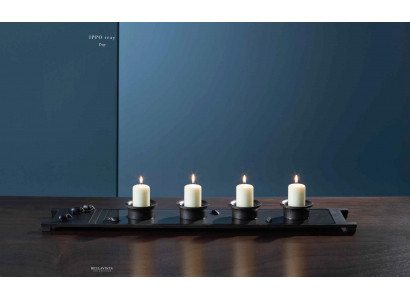 Tablet for candles measured brass black patina finish handcrafted.