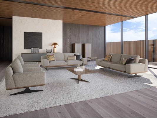Living room set 6-piece 2x three-seater sofa modern 2x armchair sofa set coffee table