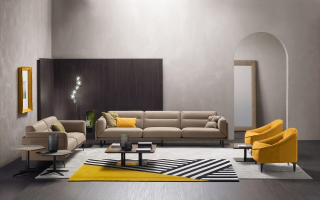 Complete couch set, sofa set, beige sofa, 4+3 seat group, leather