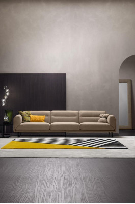Complete couch set, sofa set, beige sofa, 4+3 seat group, leather