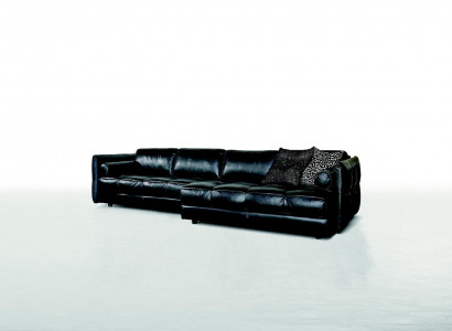 Modern couch luxury corner sofa upholstered furniture living room L-shape design black leather