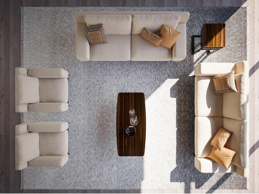 Complete furniture living room set: 2x three-seater sofa, couch, coffee table, textile armchair, new.