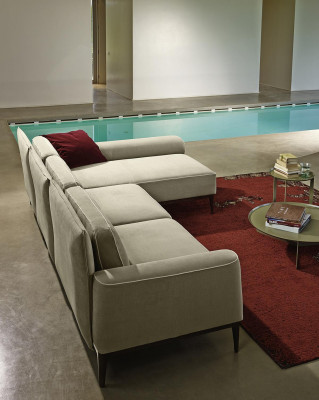 Modern design grey sectional sofa fabric L-shaped couch living room sofa PRIANERA