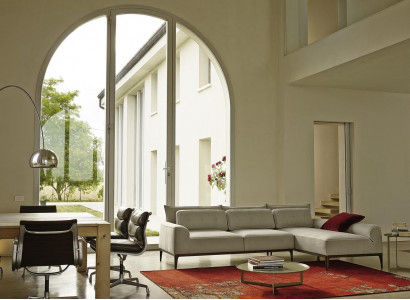 Modern design grey sectional sofa fabric L-shaped couch living room sofa PRIANERA