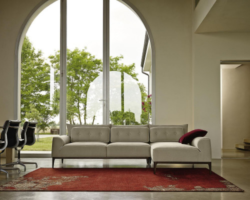 Modern design grey sectional sofa fabric L-shaped couch living room sofa PRIANERA